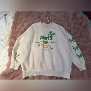 Levi's White Sweatshirt with Green Graphics
